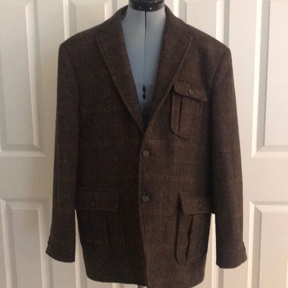 Studiosuits Studio Suits English Country Brown Harris Tweed Wool Blazer 46R - Picture 1 of 17